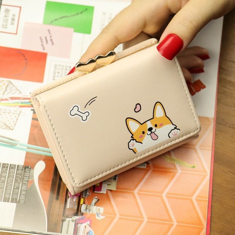 Women Wallet Small Cute Bag Short Leather Purse Clutch Polyester 3*8.5*10.5 CM