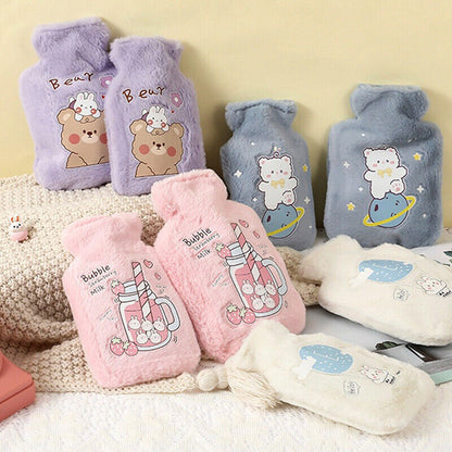 Cartoon Plush Rabbit Bear Hot Water Bottle Water Filling Small Warm Water Bag