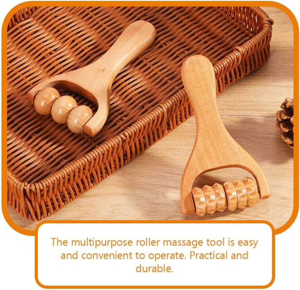 Wooden Massage Roller Manual Back Massager Handheld for Neck Leg Pain 3 Pieces