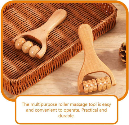 Wooden Massage Roller Manual Back Massager Handheld for Neck Leg Pain 3 Pieces
