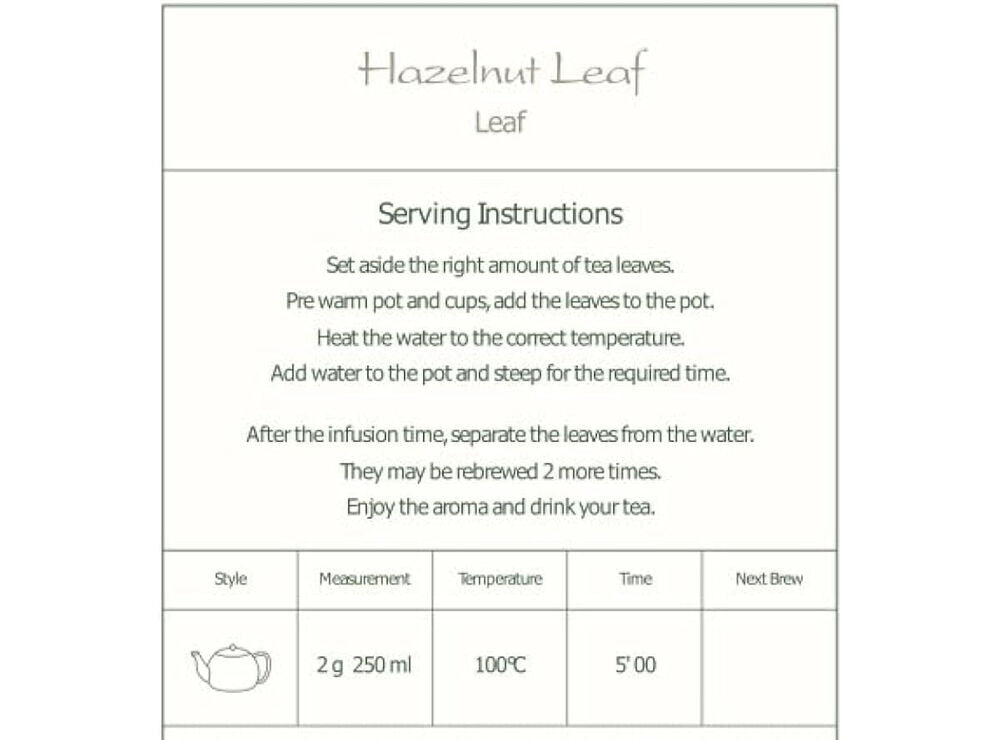 Hazelnut Leaf Tea - Corylus Avellana - 200g