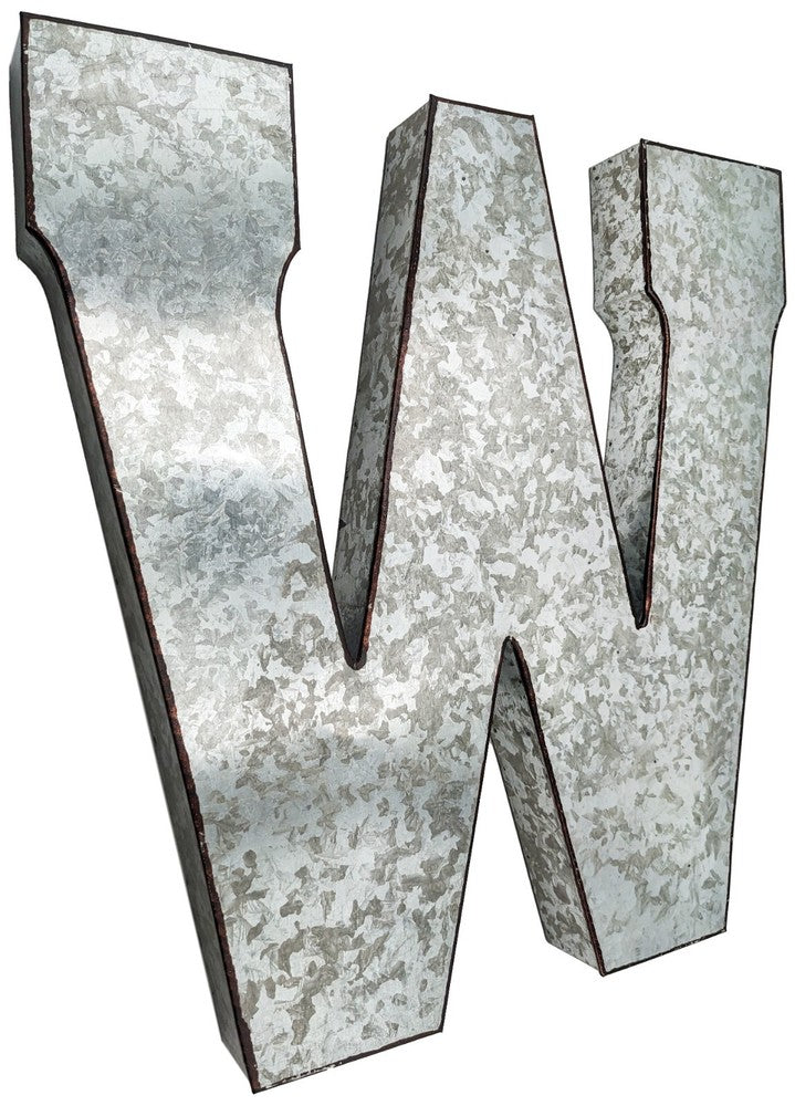 Huge 20" Metal Letter Hanging Wall Décor, Galvanized Metal with Rusted Edges