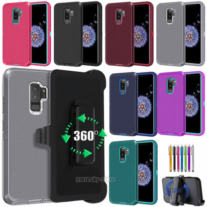 For Samsung Galaxy S9 Plus Heavy Duty Rugged Hard Soft Case / Clip Holster Stand