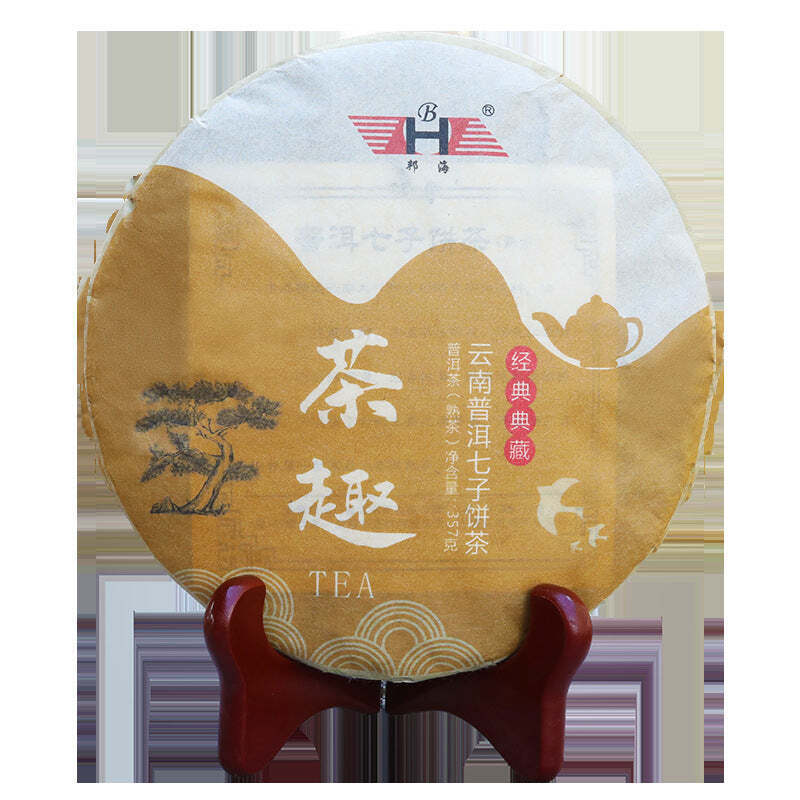 357g Puerh Ripe Tea Cake Yunnan Big Leaf Pu-erh Black Tea Aged Cooked Pu'er Tea