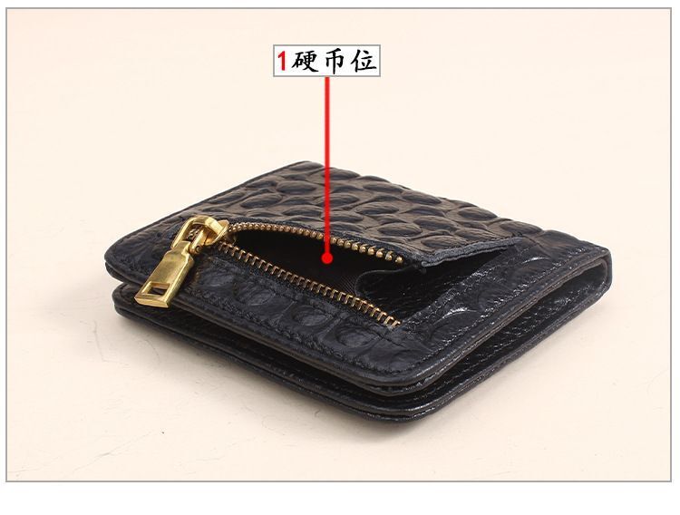 Genuine Leather Short Fashion Embossed Coins Purses Hasp Wallets 9*10*2 CM 1 PC