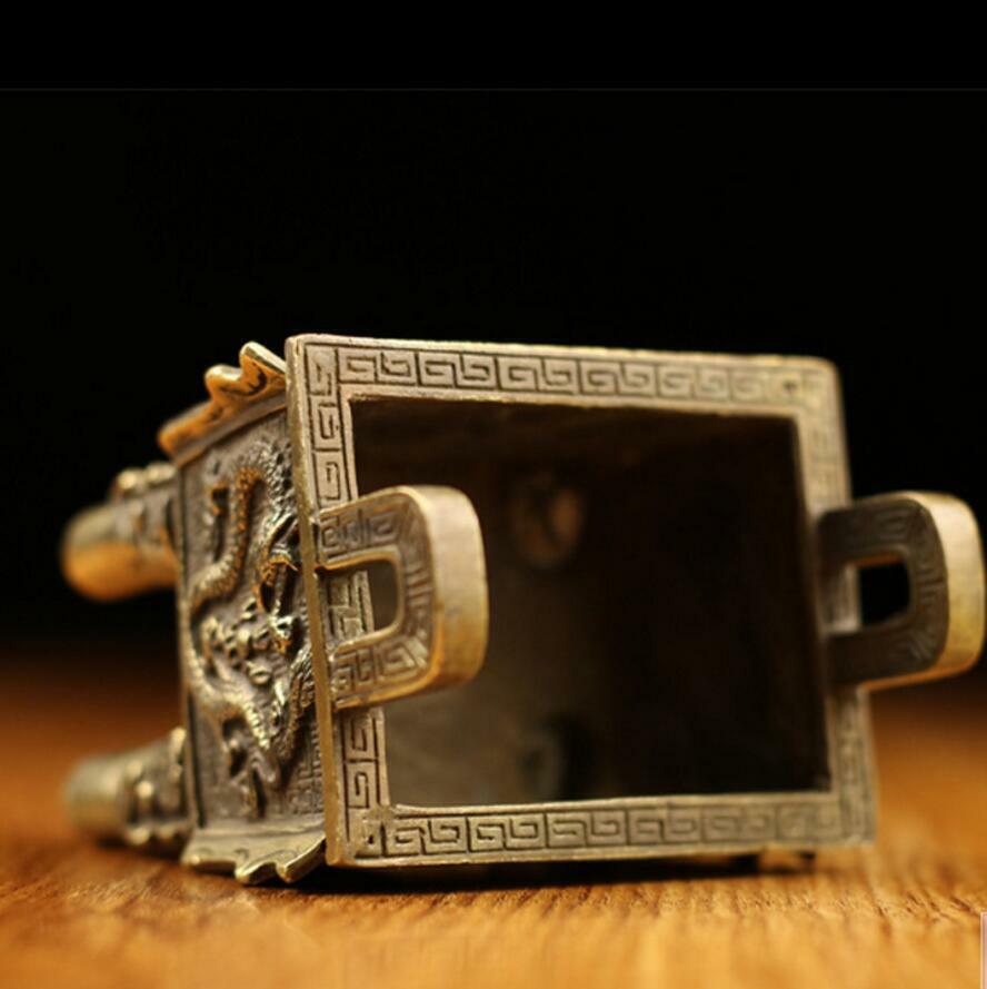 Copper Statue Furnace Pure Longding Censer Aromatherapy Furnace Antiqu Collect