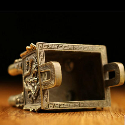 Copper Statue Furnace Pure Longding Censer Aromatherapy Furnace Antiqu Collect