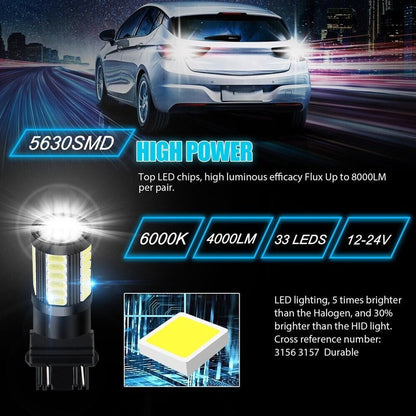 4x 3157 3156 LED Reverse Backup Turn Signal DRL Light Bulbs 16000LM 6000K White