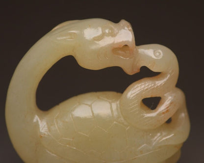 Chinese Hetian Jade Carving Dragon Turtle Statue Sculpture Nice Art Collections