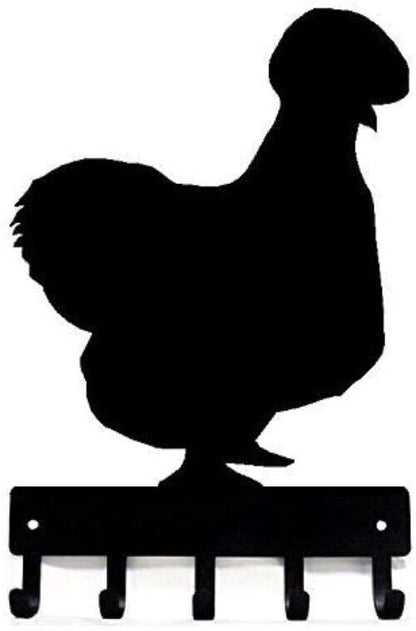 Silkie #1 Chicken Farm Key Rack - 6 inch Wide Metal Wall Art