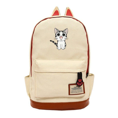 Cat Ear Shape Backpack Canvas Bag Students Schoolbags Shoulder Bags 42*35*16 CM