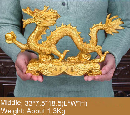 Feng Shui Chinese Loong Resin Figurine Statue for Luck & Success Gifts Dragon