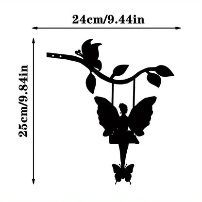 Elf On Branch Steel Silhouette Metal Wall Art - Perfect for Birthdays