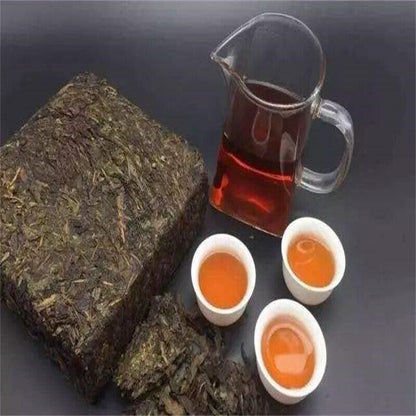 1000g Black Tea Brick Anhua Golden Handmade Flower Tea Natural Ripe Tea Healthy