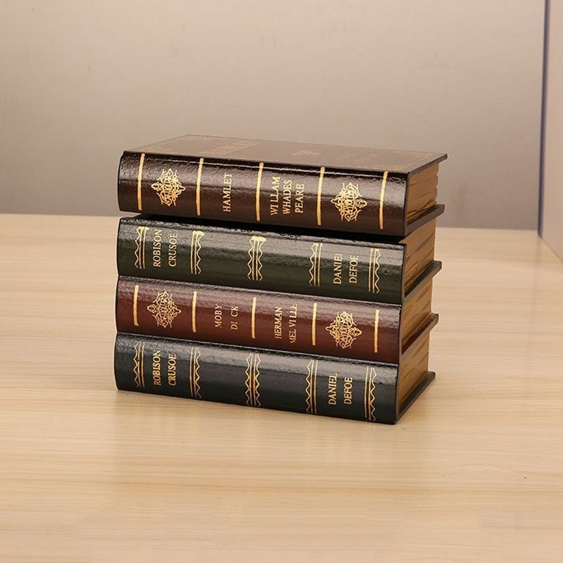 False Book Box Vintage Storage Props Jewelry Storage Wooden Antique Classic Bins
