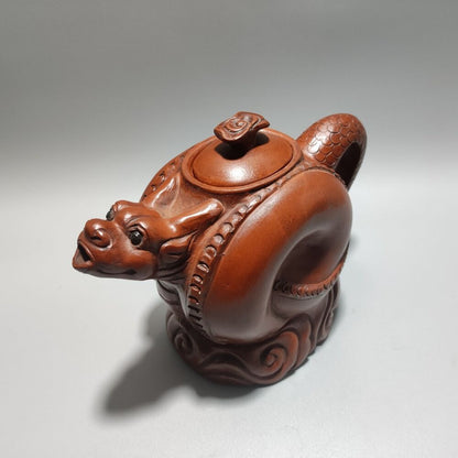 Vintage Chinese Yixing Purple Clay Teapot Zisha Ceremony Carving Collectible Art