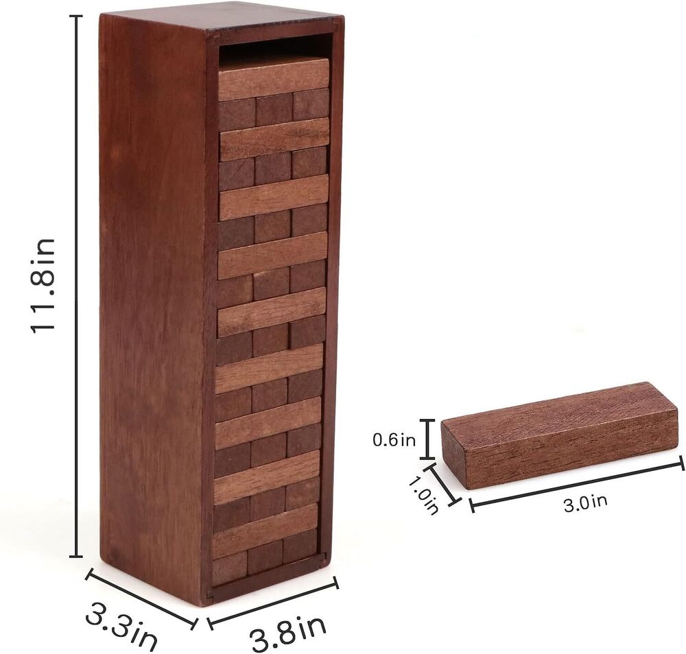 Wooden Blocks Stacking Games Tumbling Tower for Kids with Storage Box 54 Pieces
