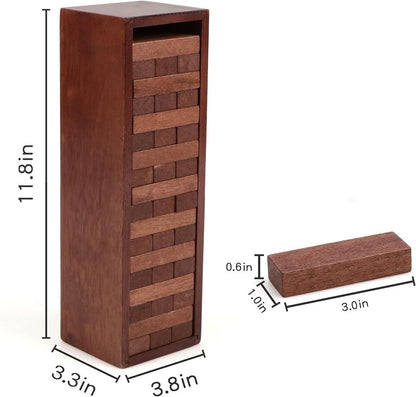 Wooden Blocks Stacking Games Tumbling Tower for Kids with Storage Box 54 Pieces