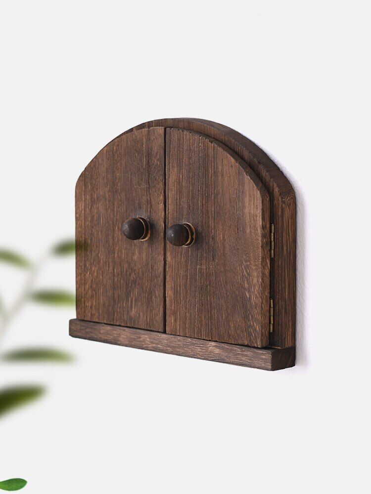 Outlet Cover Wood Double Door Light Switch Protector Button Box 18.5x22.5x2.5cm