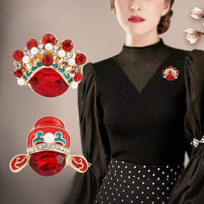 Creative Ruby Opera Hat Jewelry Lapel Pin Red Crystal Brooch Ruby Hat Brooches