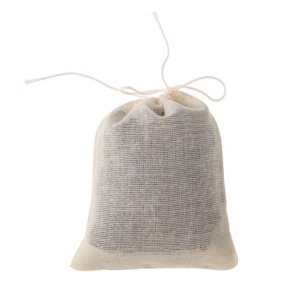 UP 50x Reusable 100% Cotton Muslin Filter Bags Spices Herbs Tea Soup Drawstring