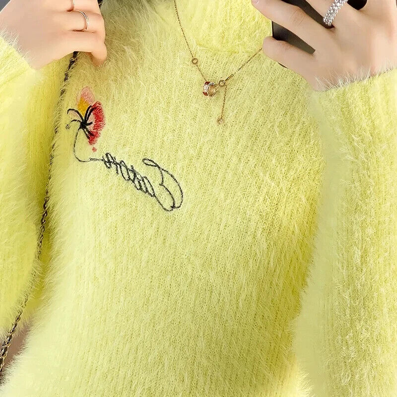 Autumn Winter Mink Fleece Dress Women Sweater Dress Base Shirt Mini Dress