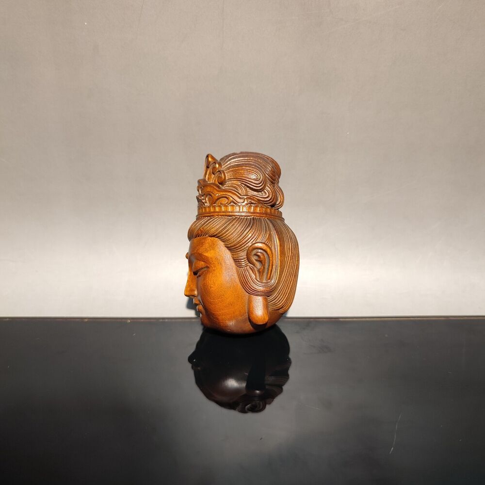 wooden statue carvings home decor Boxwood Kwan-yin sculpture Wood mini carved