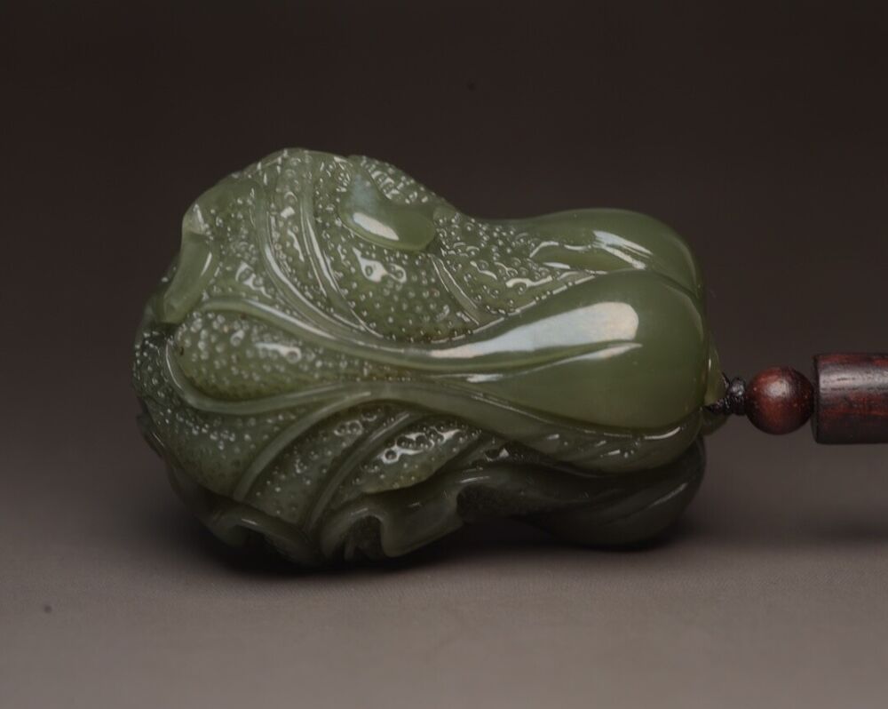 Chinese Natural Hetian Jade Carving Chinese Cabbage Exquisite Pendant Jewelry