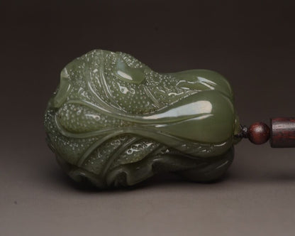 Chinese Natural Hetian Jade Carving Chinese Cabbage Exquisite Pendant Jewelry