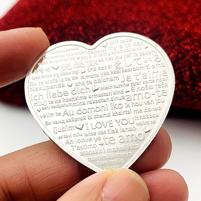 Commemorative Coins Love 3D Rose Silver Furniture Decorations Collections 40x5mm