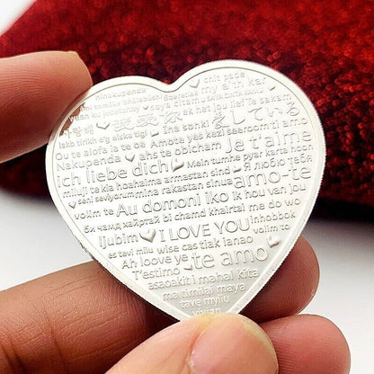 Commemorative Coins Love 3D Rose Silver Furniture Decorations Collections 40x5mm
