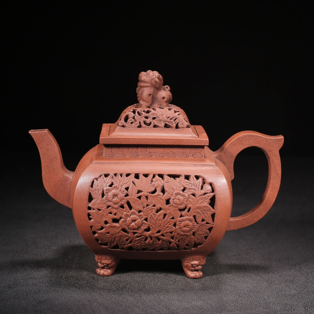 Chinese Yixing Zisha Clay Handmade Exquisite Teapot（四方狮尊 底款：大清乾隆年制）