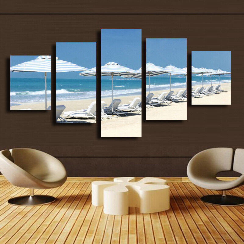 5 Pieces Canvas Wall Art Poster and Print Living Room Seascape No Framed