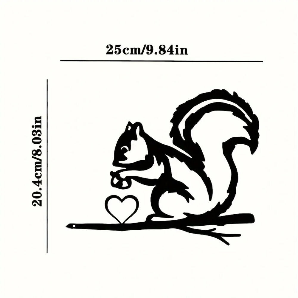 Add a Touch of Whimsy to Outdoor Space with Metal Big Tail Squirrel Wall Art