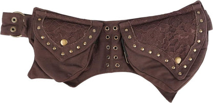 Leather Practical Fannypack Cotton Waistbag Travel Utility Belt Brown