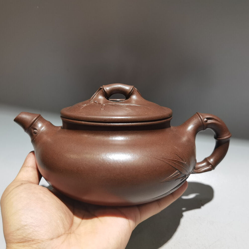 Chinese Yixing Zisha Clay Handmade Exquisite Teapot （竹节仿古壶 低款：季益顺）