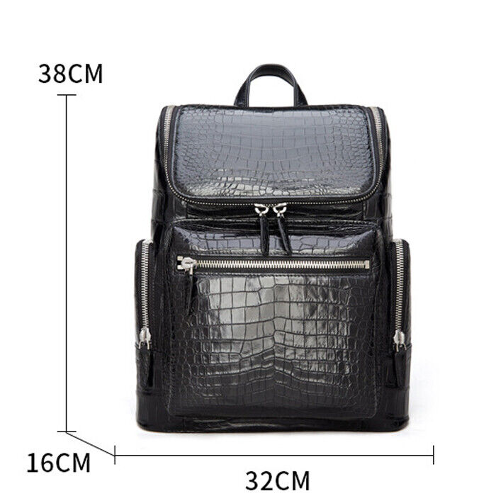 Handcrafted Real Crocodile Belly Leather Men Travel Backpack for 14" Laptop Bag