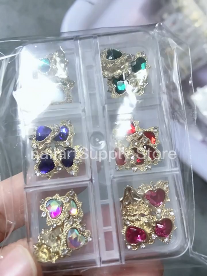 Nail Charms 30Pcs Boxed Luxury Shiny Planet Alloy 3D Art Rhinestones Bling Decor