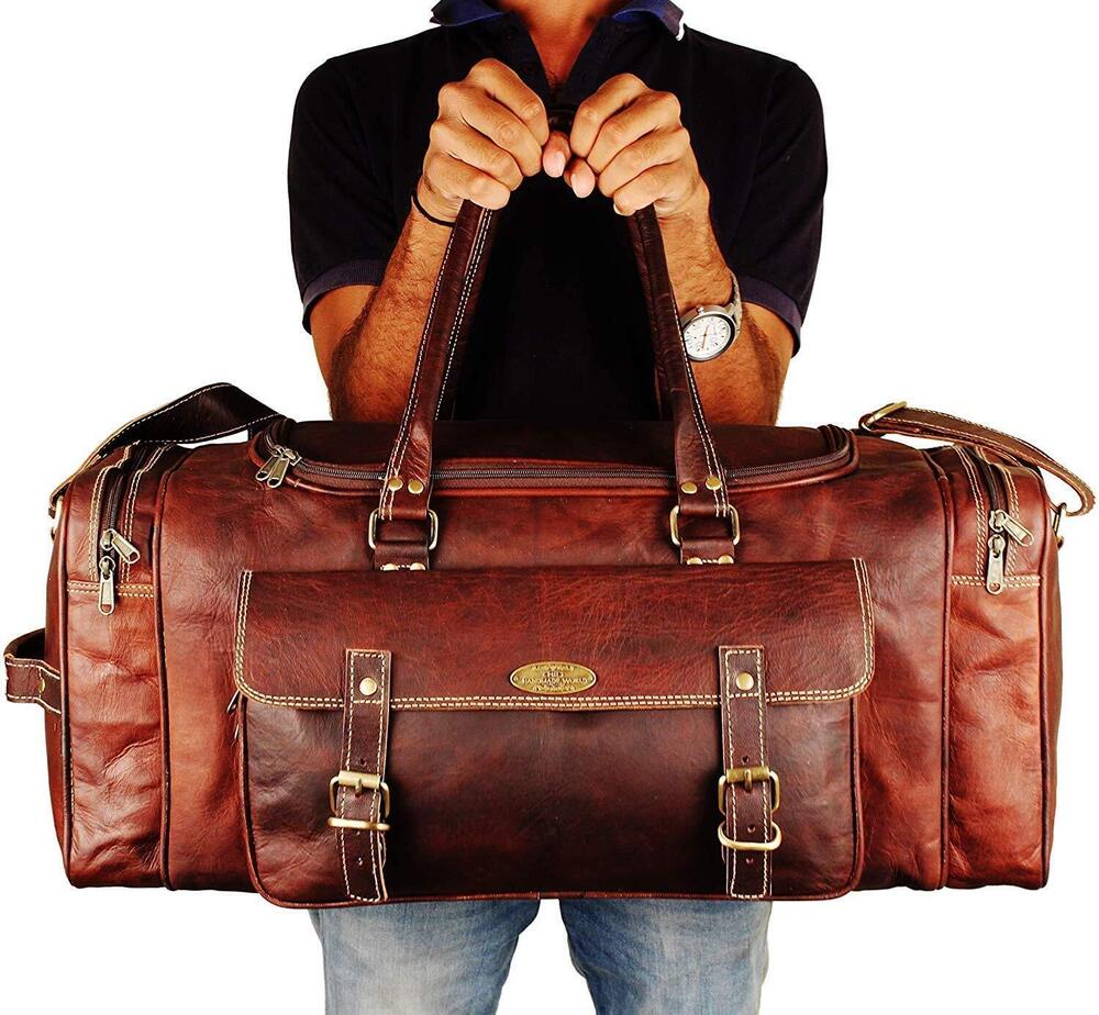 Hulsh Leather Duffle Bags for Men 24 Inch | Vintage Brown 24 inch,