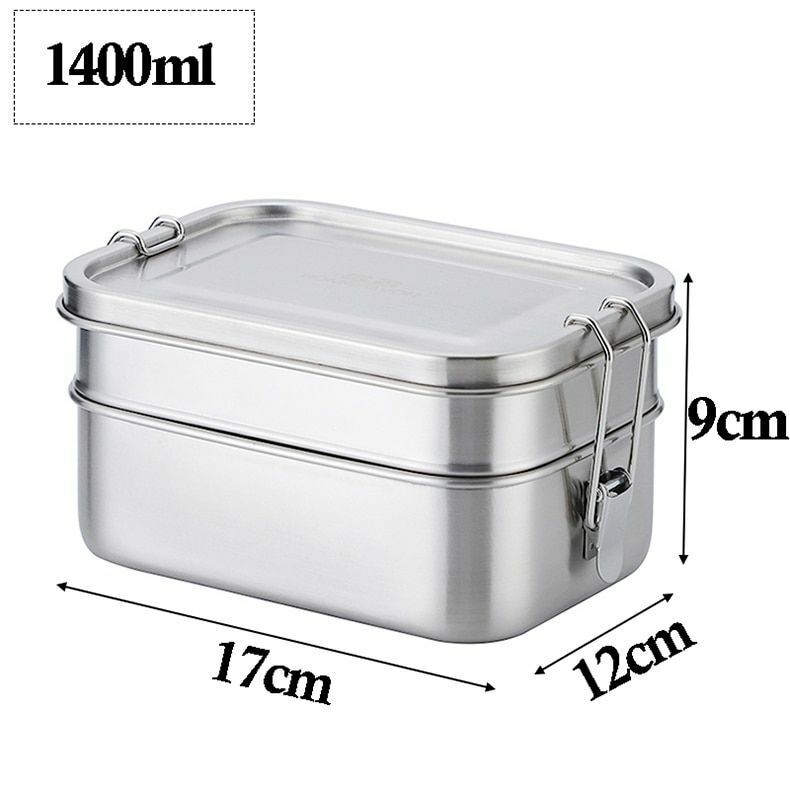 Lunch Container Stainless Steel Food Snack Storage Boxes Eco-friendly Rectangle