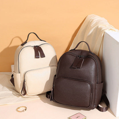 100% Genuine Leather Women's Zipper Backpack Travel Bag Vintage Rucksack Bag