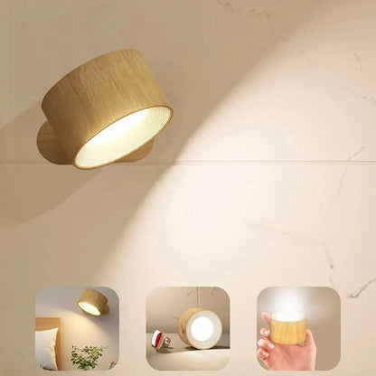 LED Wall Light USB Rechargeable 360° Magnetic Ball Rotate Dimmable Touch Control