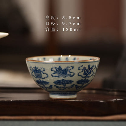 Jingdezhen Blue and White Porcelain Master Cup Dragon Kung Fu Tea Cup