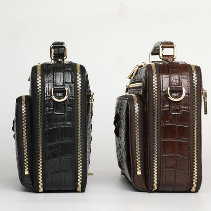 Handcrafted Alligator Crocodile Skin Leather Briefcase Men's Business Handbags