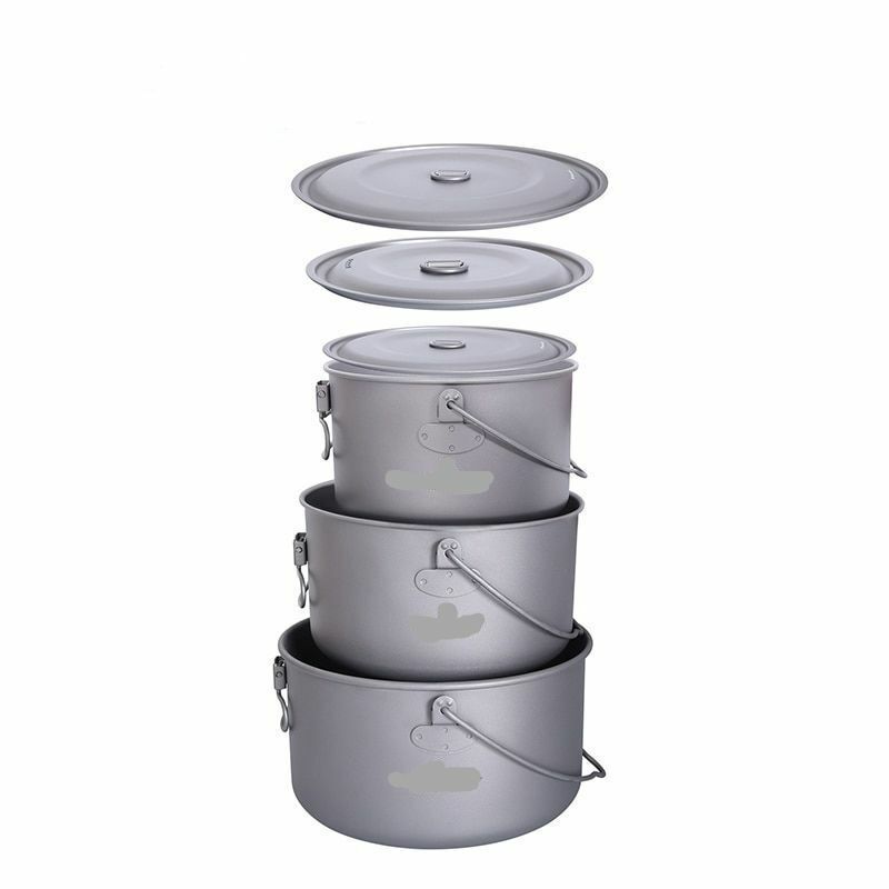 Pot 1.3L / 1.95L / 2.9L Camping Titanium Cookware Lid Lightweight Cooking Kit