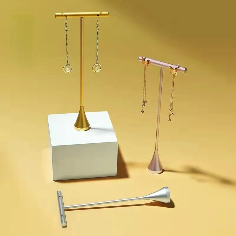 Jewelry Display Rack Metal Earrings Shelf T-Shape Ear Stud Holder Organizer 15cm