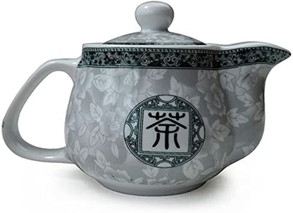 Chinese Teapot 17oz Porcelain Tea Pot with Stainless Filter Wire Kettle Infuser