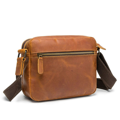 Crazy Horse Leather Men's 8" Shoulder/Messenger Bag Vintage Sling Crossbody Bags