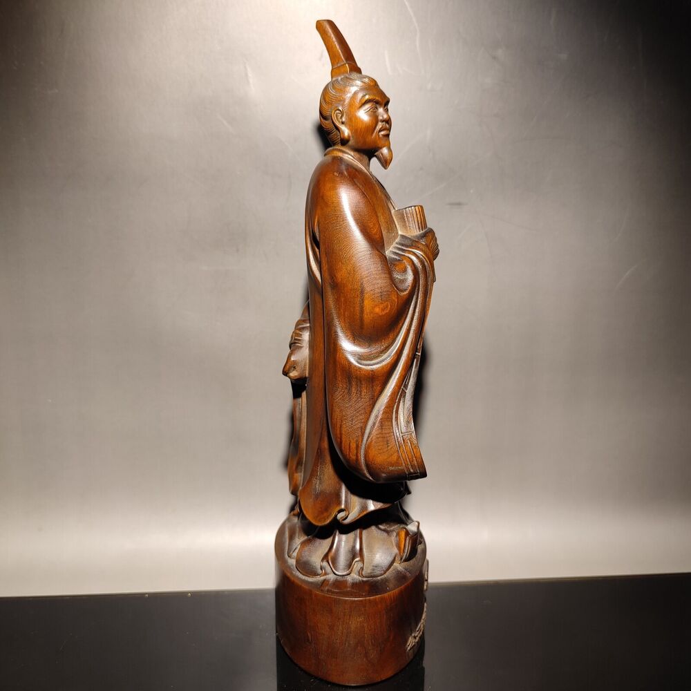 chinese boxwood carving wood wooden statue vintage Zigong Figurine Tzu Kung nice