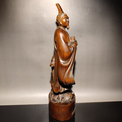 chinese boxwood carving wood wooden statue vintage Zigong Figurine Tzu Kung nice